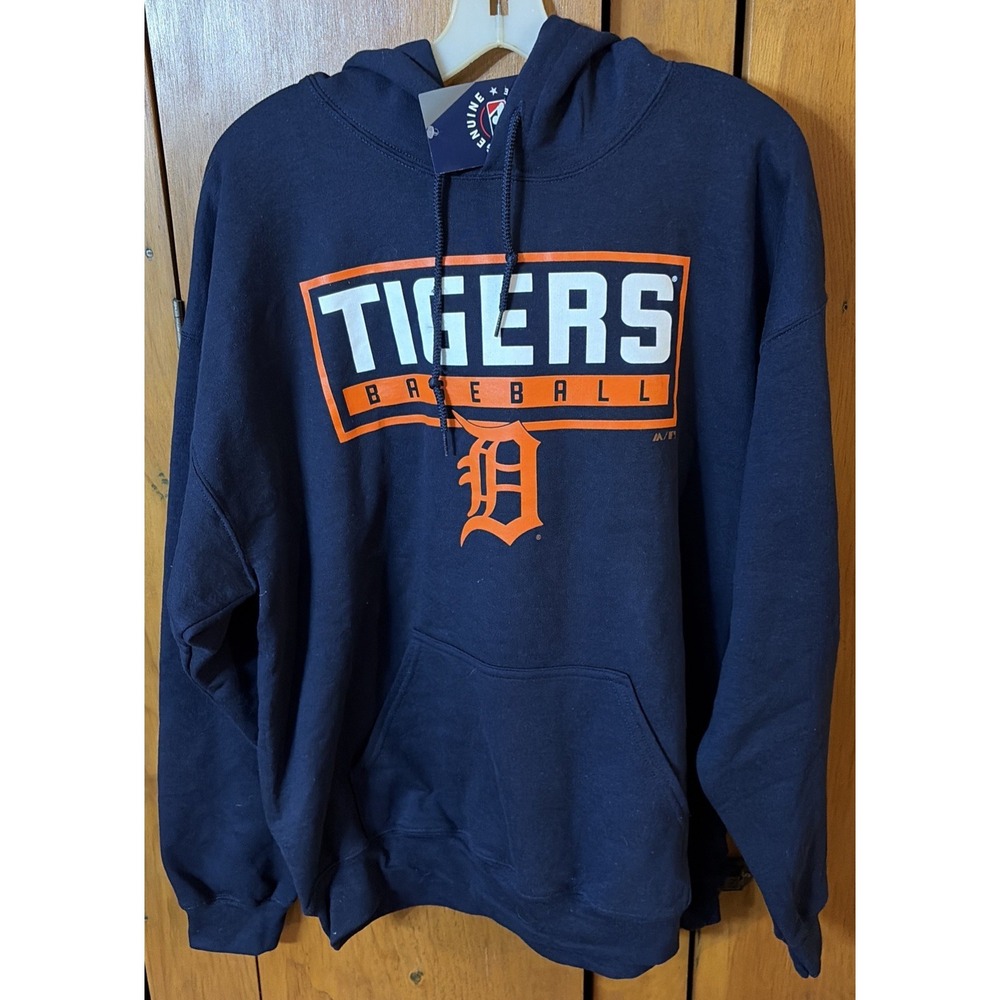 Detroit Tigers MLB Men's Majestic Blue Logo Hoodie Size L - New